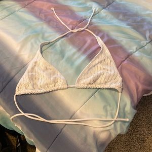 white bikini top with kit design 😍